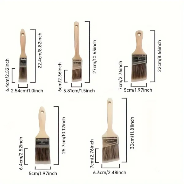 Synthetic Fiber Bristle Paint Brushes Set